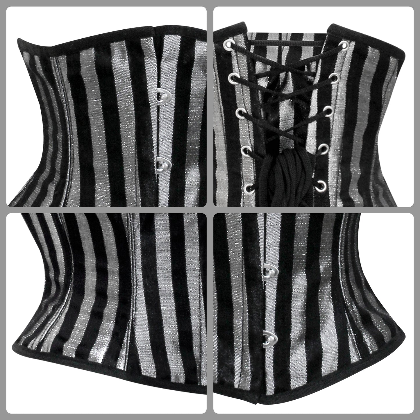 Silver Lined Brocade Mini Cincher corset - Waist Trainer Short torso