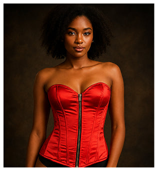 Handmade Red Satin Steel Boned OverBust Corset