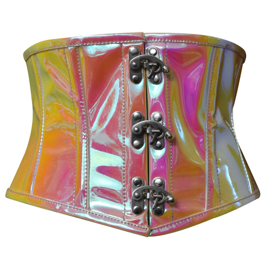 Yellow/Pink Holographic Steel Boned Mini Cincher