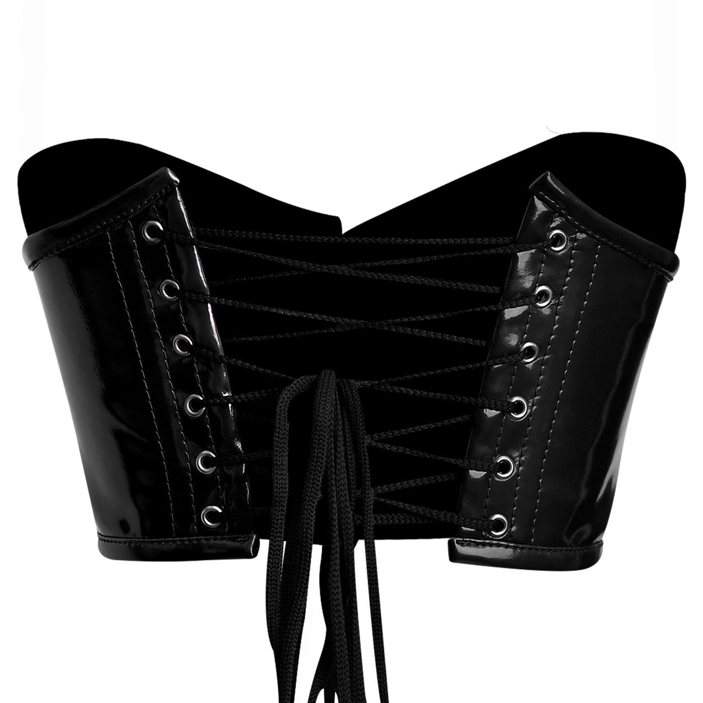 Handmade Y2k Black PVC Bustier Top w/Front Zipper