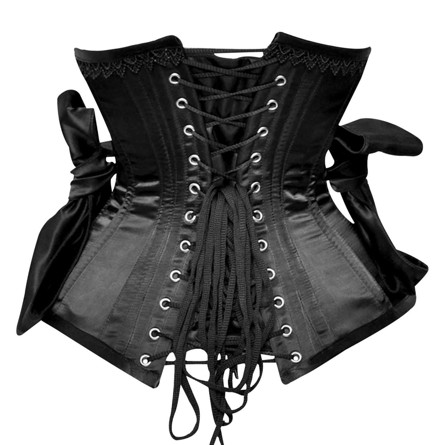 Black Satin Steel Boned Under bust Corset