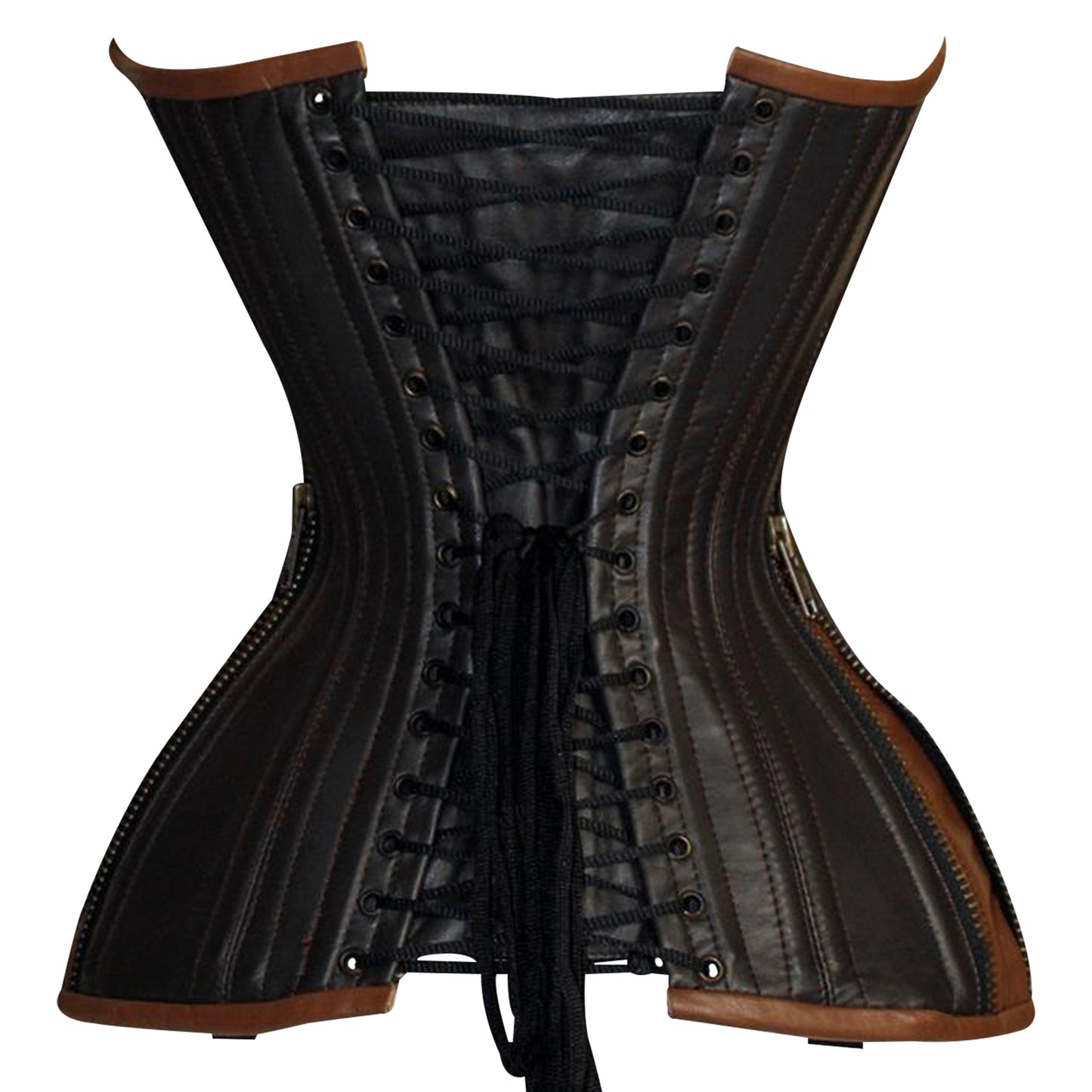 Steel Boned Real Leather Halfbust corset w/ Front Zipper