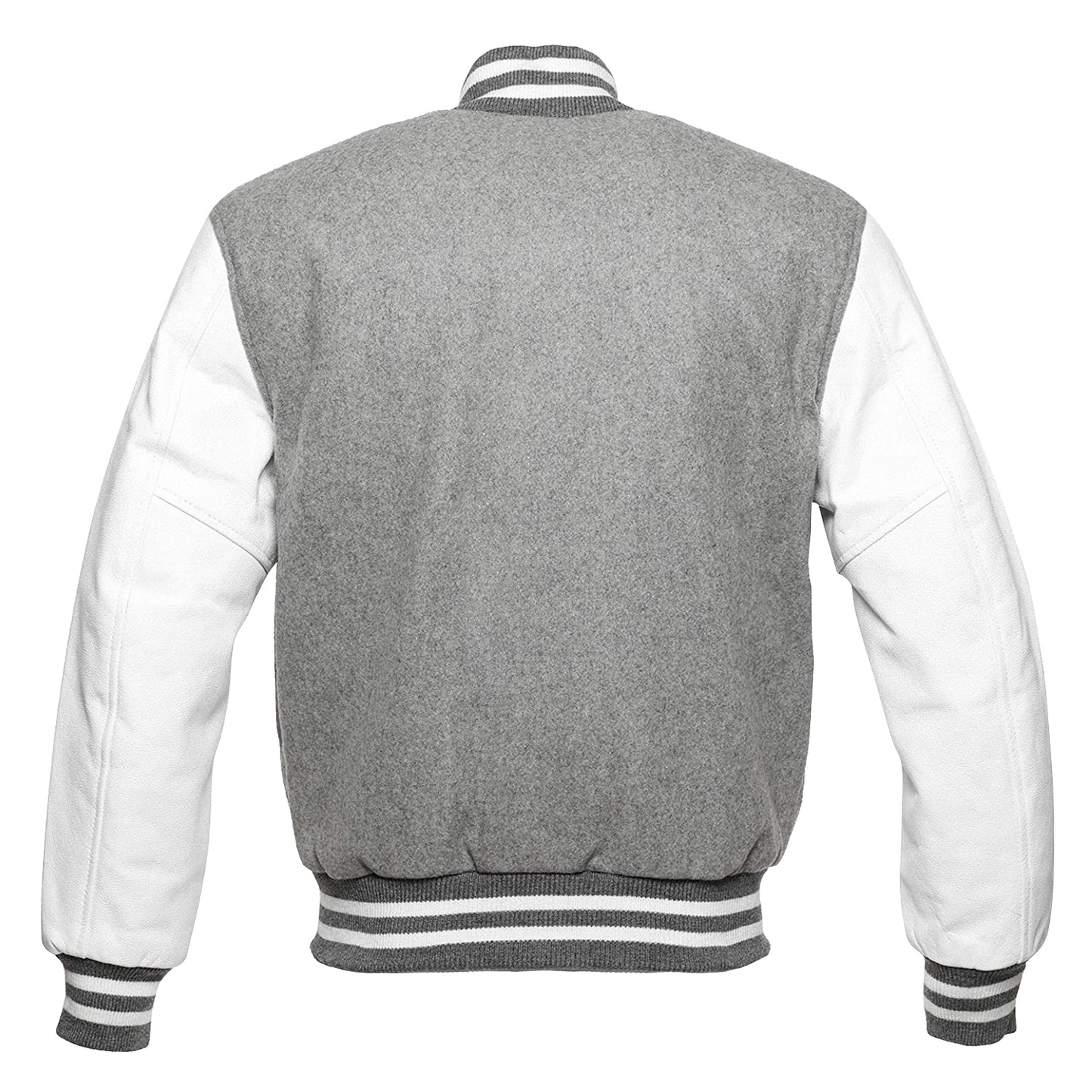 Varsity Letterman College Wool Jacket with Real Leather Sleeves