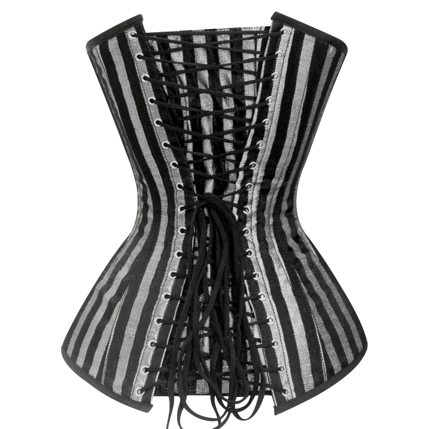 Handmade Silver Brocade Overbust corset/Steel Boned Waist Training Corset
