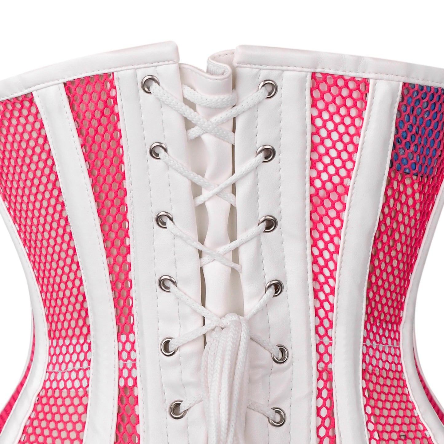 Pink & White Mesh Zip-Up Corset