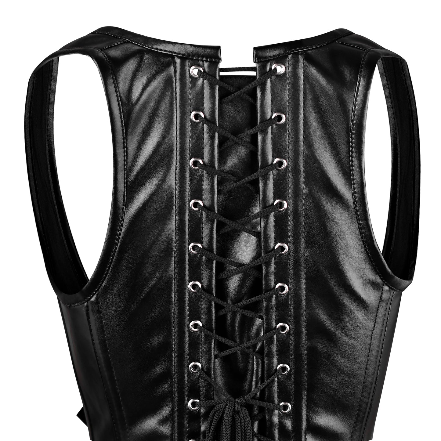 Steampunk Steel Boned Real Leather Overbust Vest corset