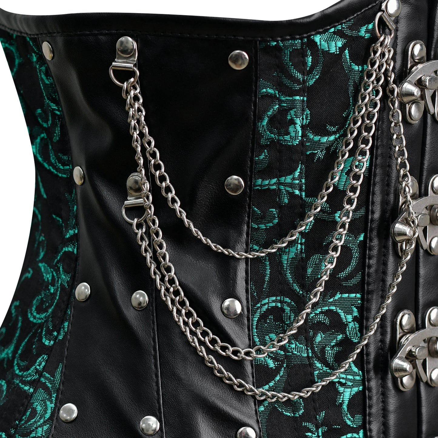 Green Brocade Lace-up corset/ Steel Boned Underbust- Shapwear