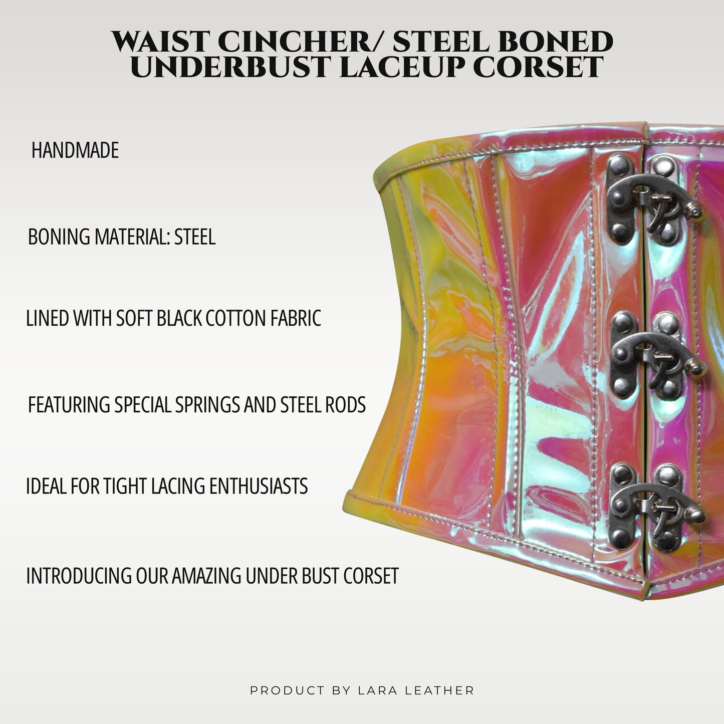 Yellow/Pink Holographic Steel Boned Mini Cincher