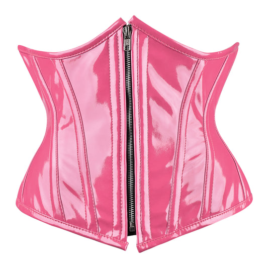 Hot Pink Gloss Vinyl Corset