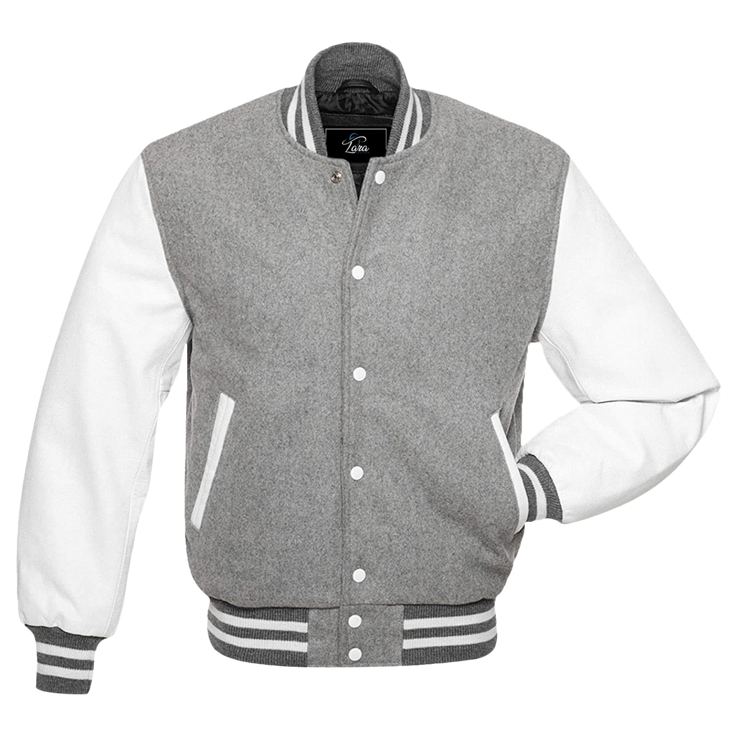 Varsity Letterman College Wool Jacket with Real Leather Sleeves