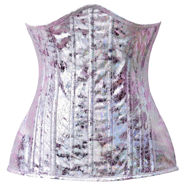 Pink Crackle Underbust Corset/Steel Boned corset