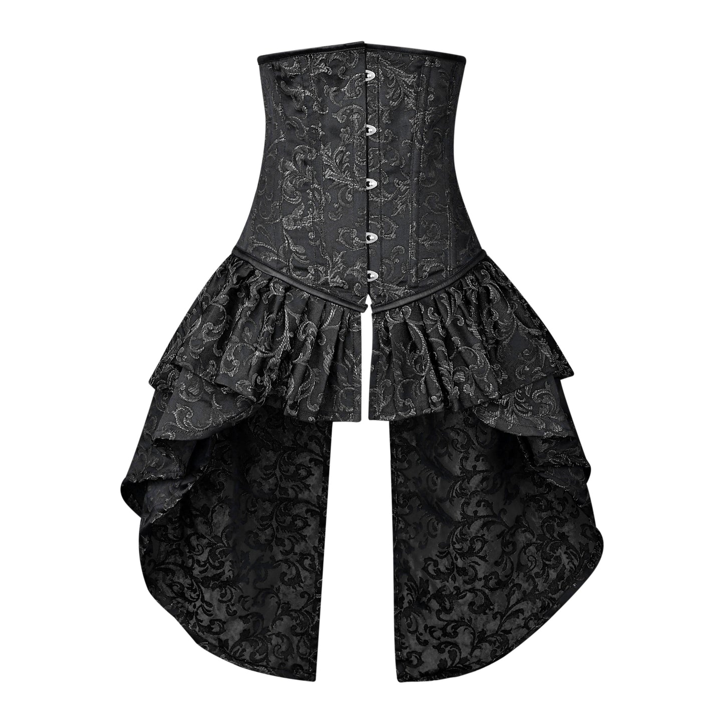 Victorian Black Brocade Corset with Bustle Skirt