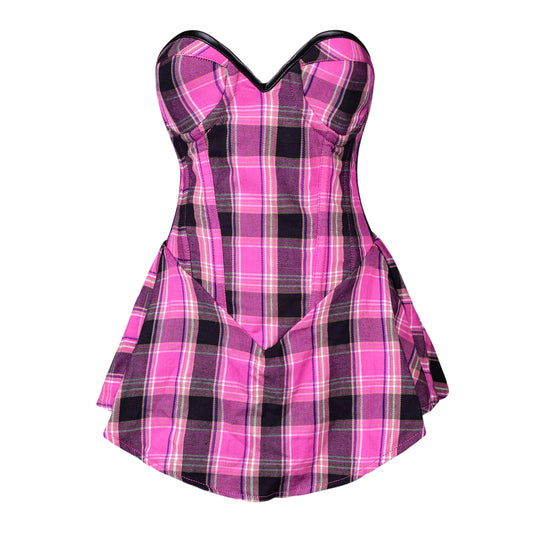 Pink Plaid Corset Dress