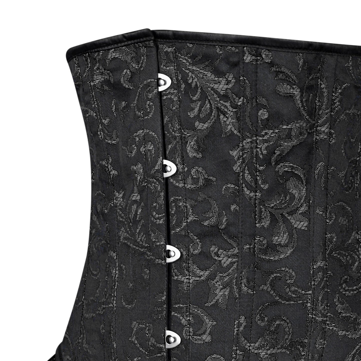 Victorian Black Brocade Corset with Bustle Skirt