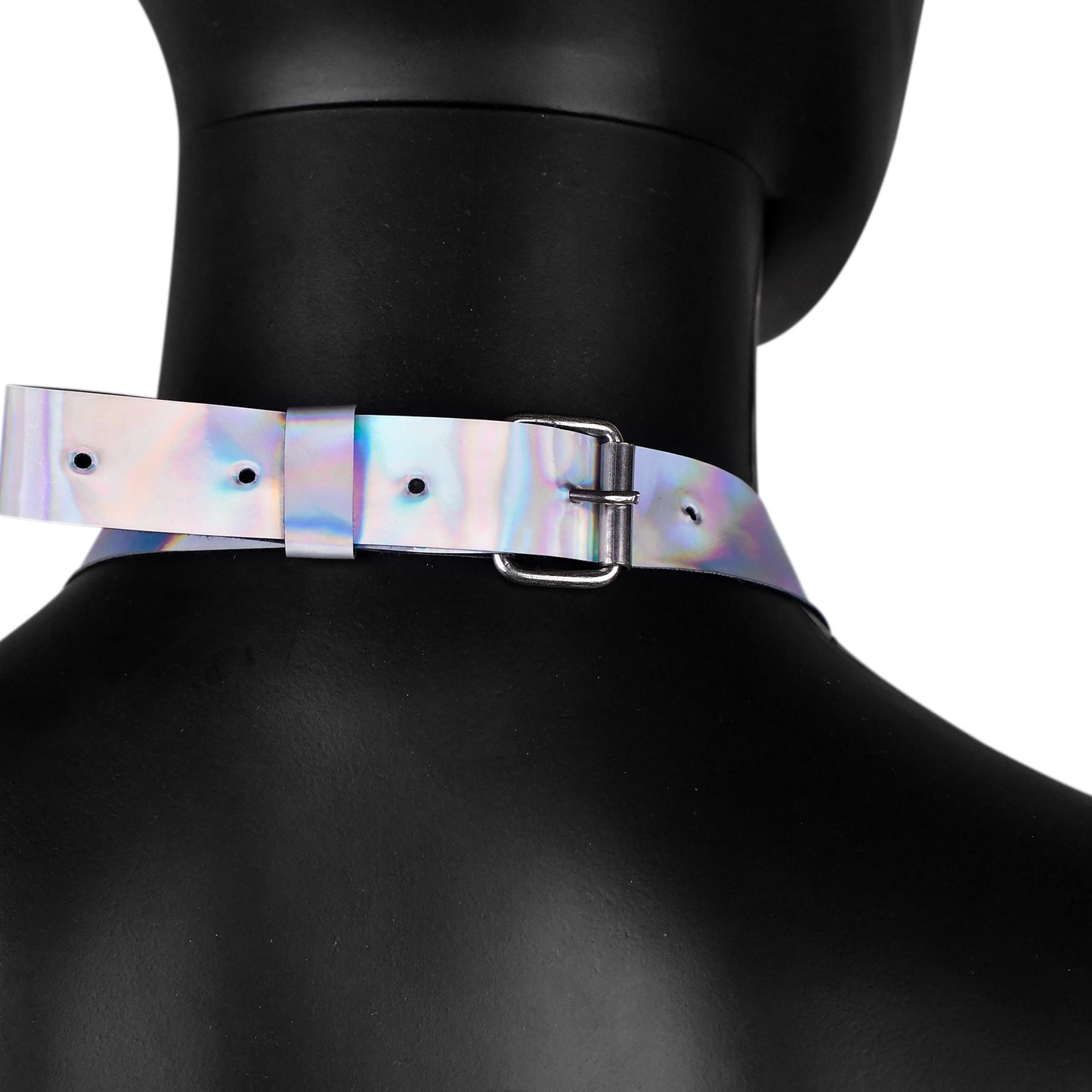 Holographic Leather Harness Crop Top
