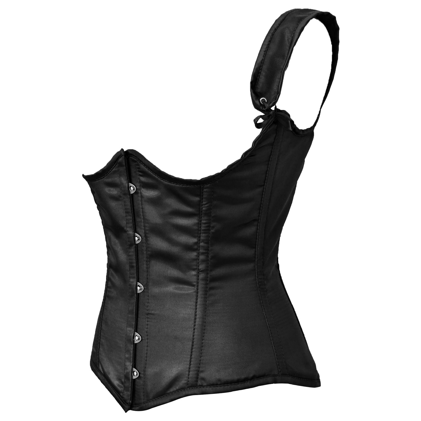 Black Satin Steel Boned Under bust corset w/ Shoulder Straps