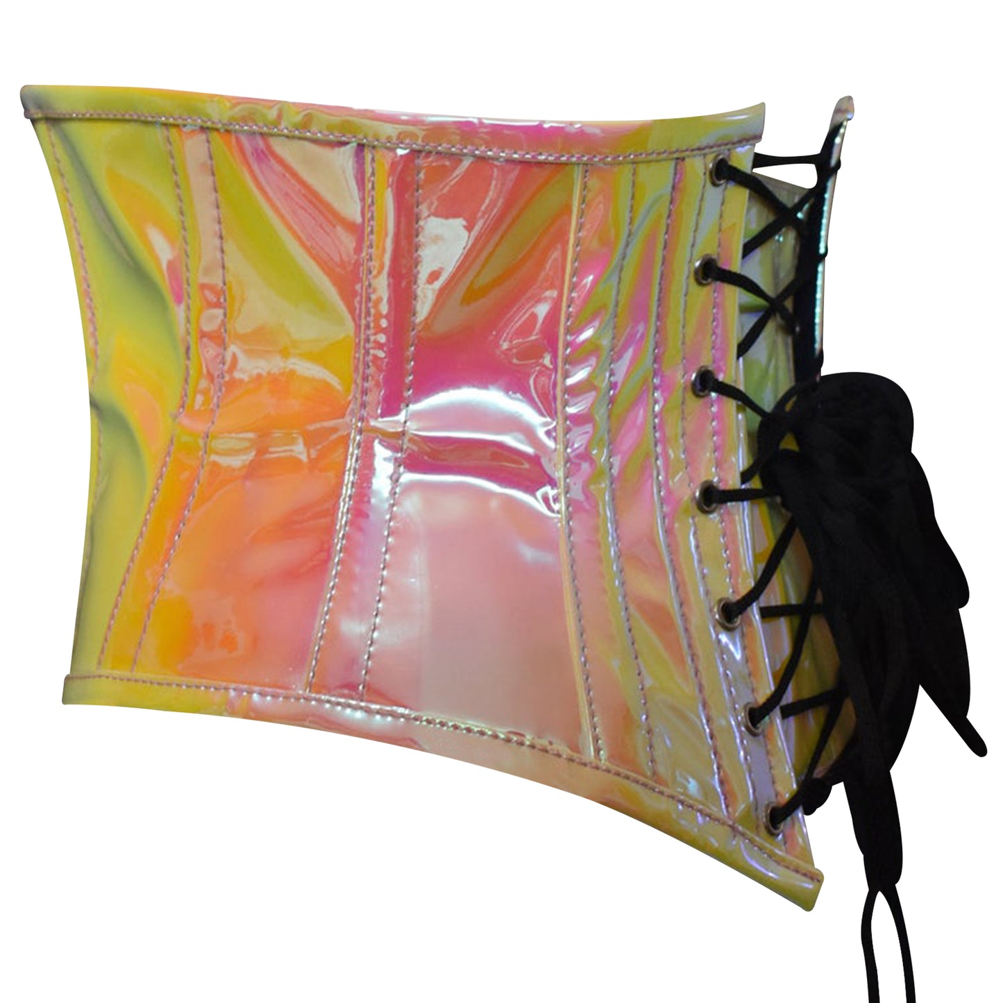 Yellow/Pink Holographic Steel Boned Mini Cincher