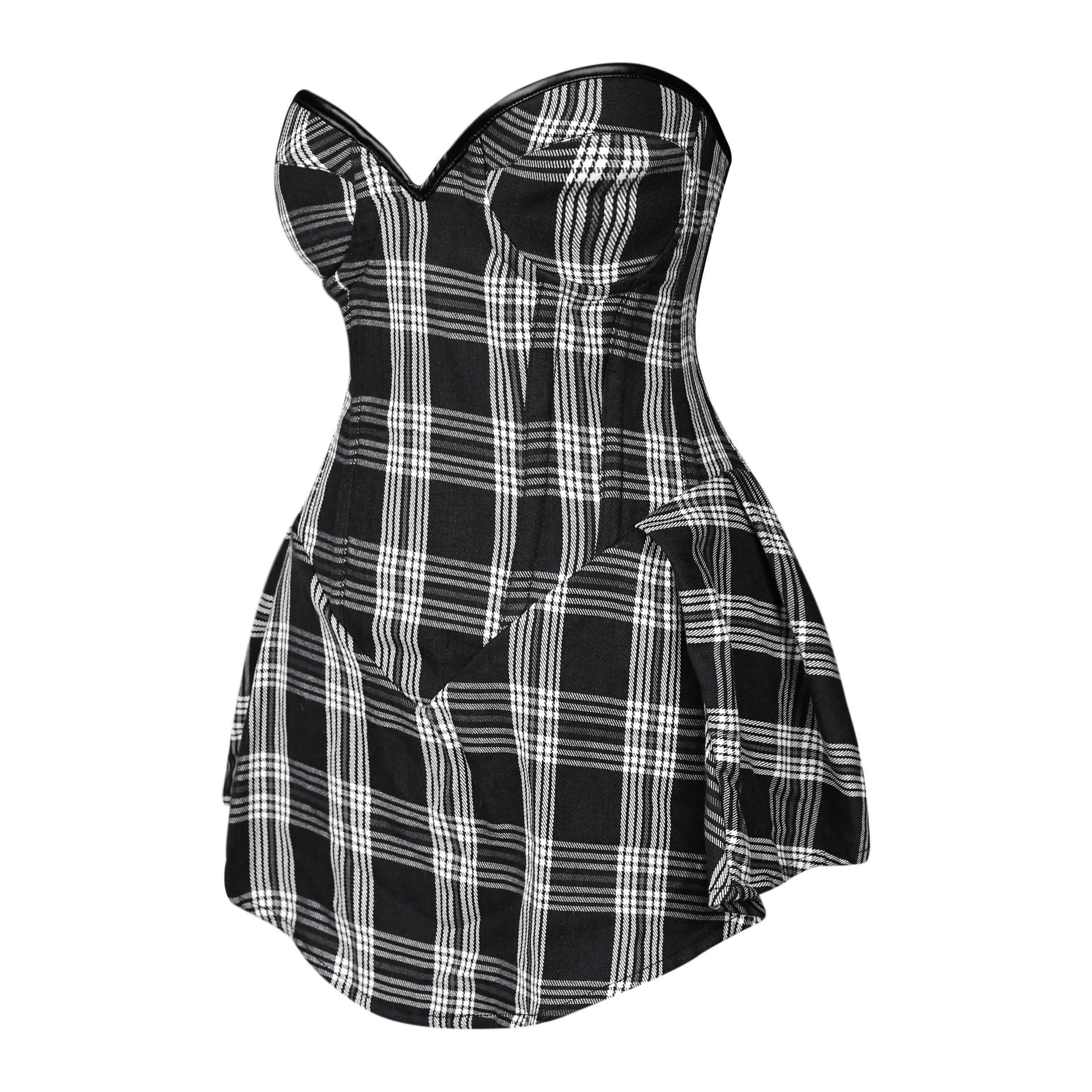 Black & White Plaid Corset Dress – Lara Leather