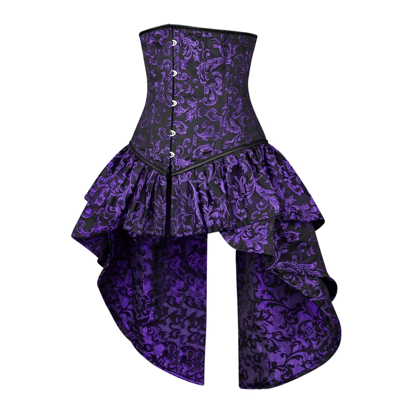 Victorian Purple Brocade Corset with Bustle Skirt