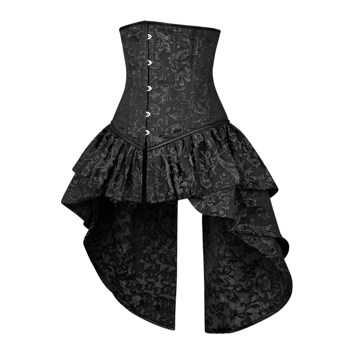 Victorian Black Brocade Corset with Bustle Skirt
