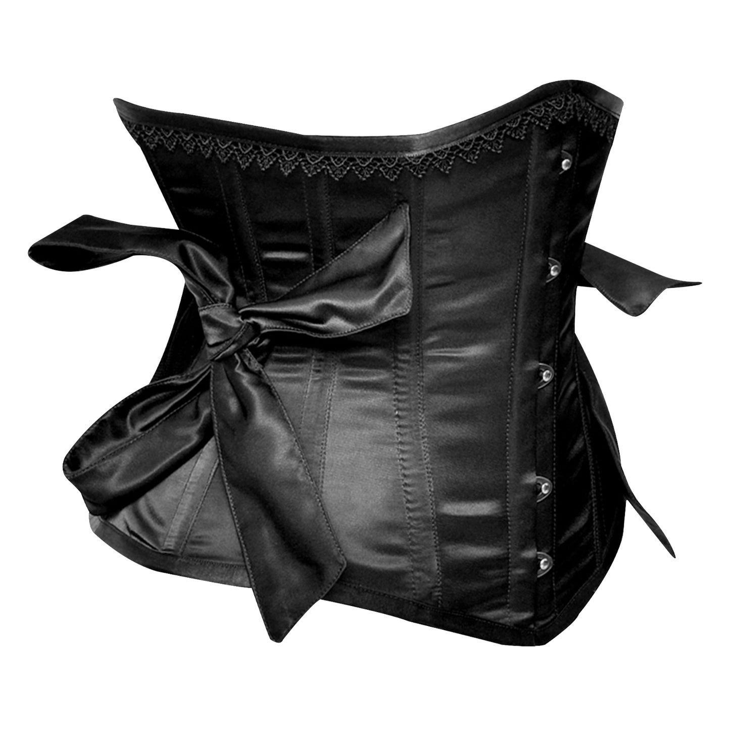 Black Satin Steel Boned Under bust Corset