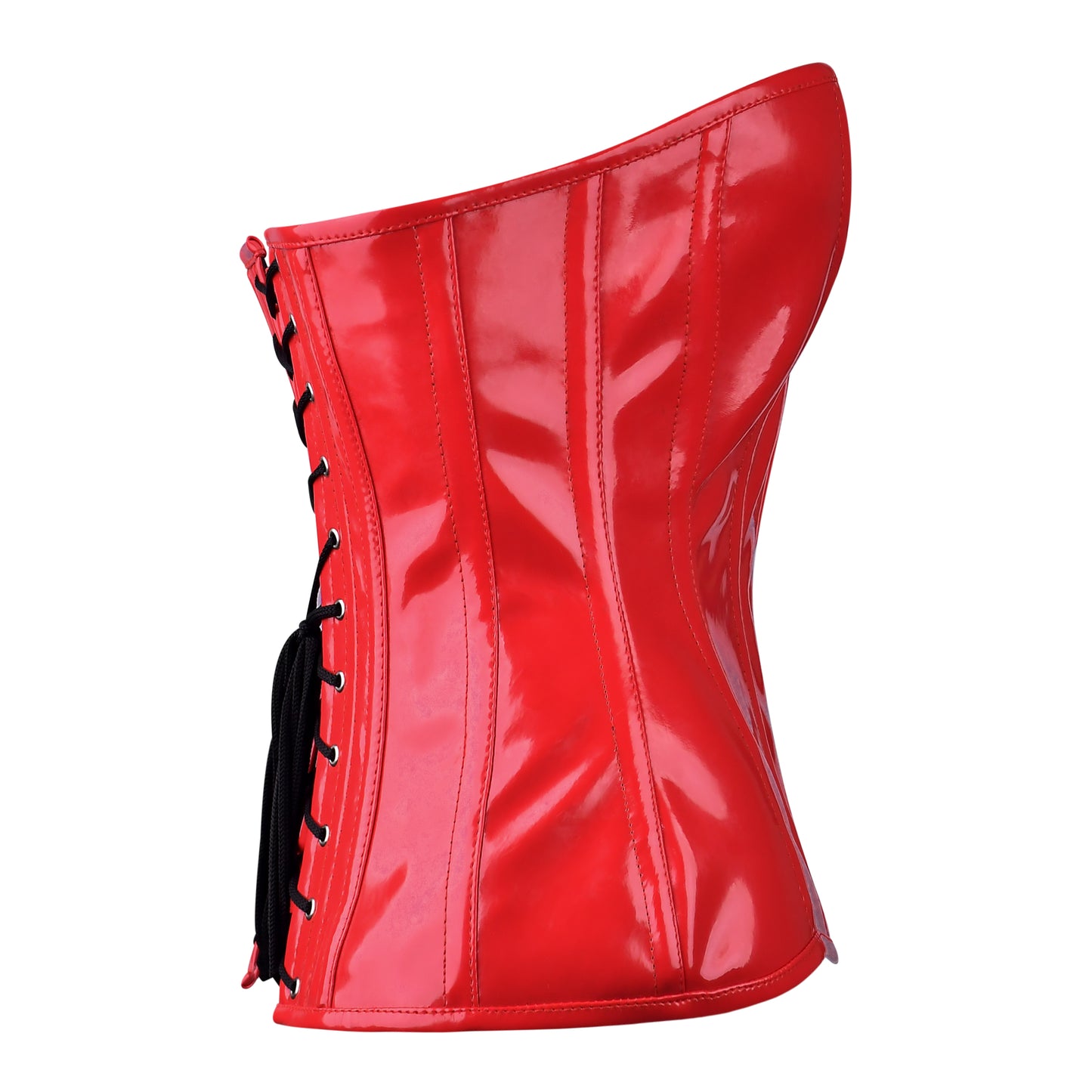 Handmade Red Patent PVC Steel Boned Over Bust Corset