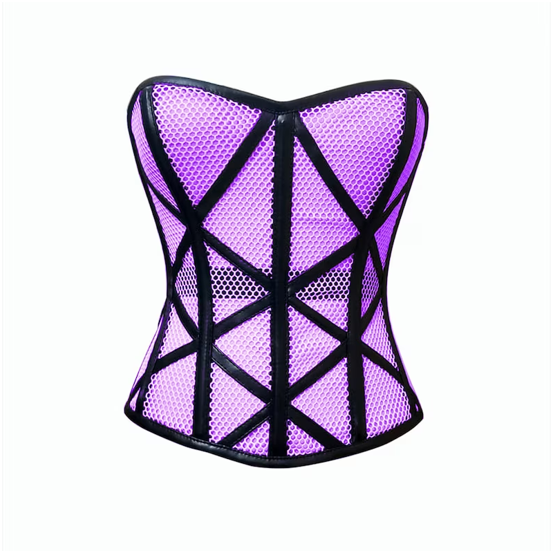 Stylish Overbust Faux/Fishnet Steel boned Corset