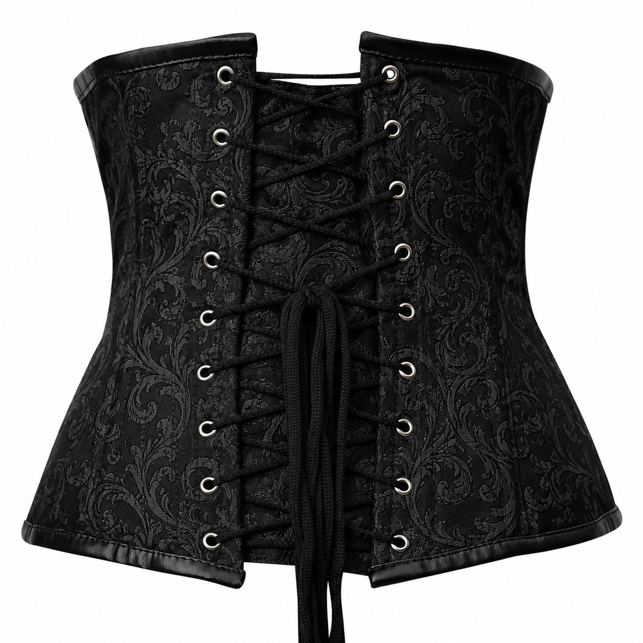 Steel Boned Gothic Brocade Under bust Corset with Chains