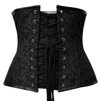 Steel Boned Gothic Brocade Under bust Corset with Chains
