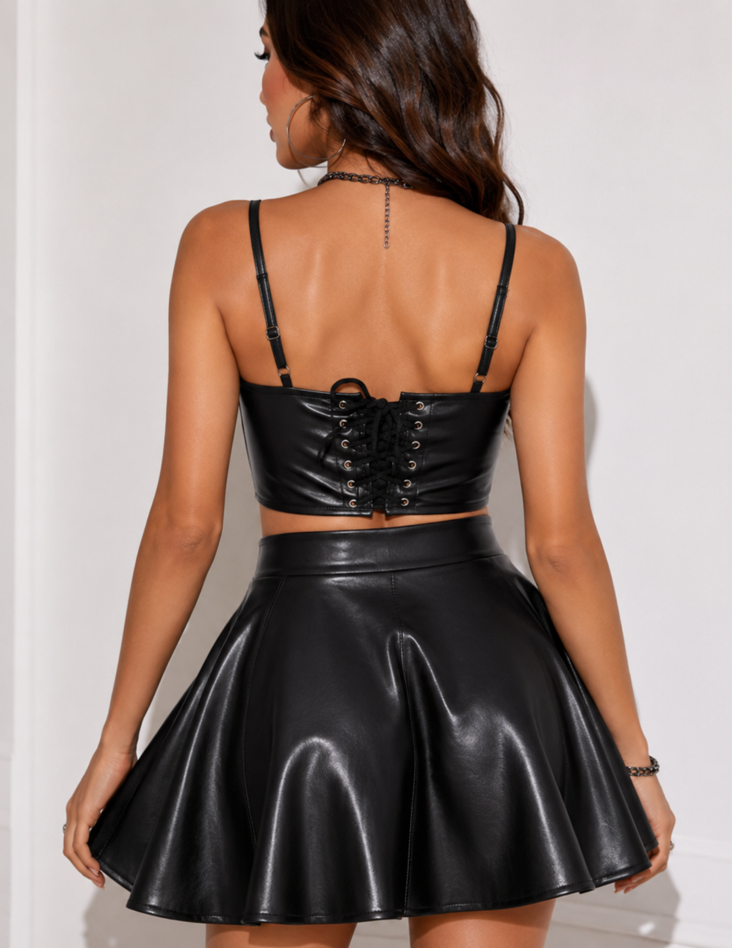 Corsets dress Plus size Casual Skirt Faux Leather Skirt