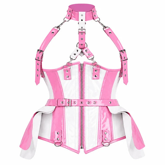 Bubblegum Rebel Pink & White Corset Dress