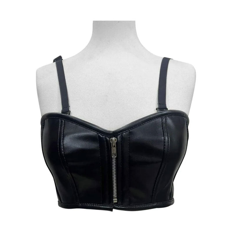Handmade Corsets Tops/Corset dress/ Plus size bustier/ Casual Skirt, Faux Leather Skirt/ Zipper Top/ Wet look