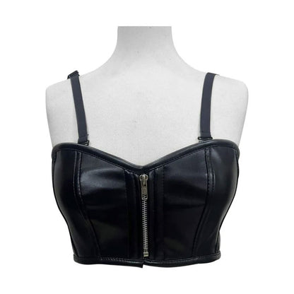 Handmade Corsets Tops/Corset dress/ Plus size bustier/ Casual Skirt, Faux Leather Skirt/ Zipper Top/ Wet look