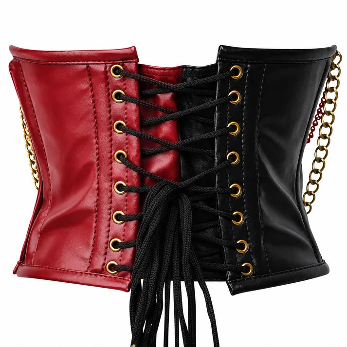 Rebel Rouge Red & Black Spiked Corset Top