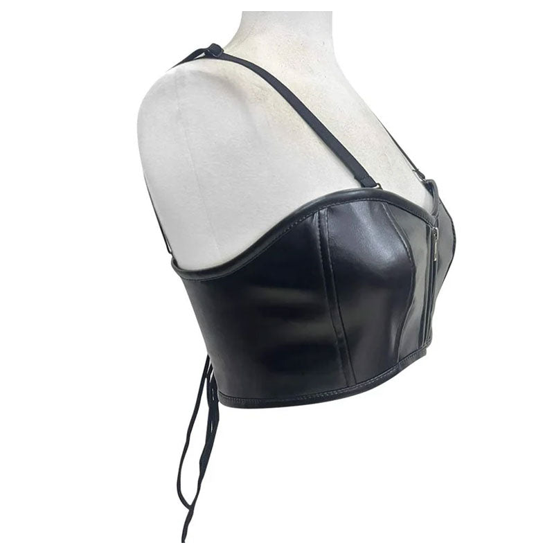 Handmade Corsets Tops/Corset dress/ Plus size bustier/ Casual Skirt, Faux Leather Skirt/ Zipper Top/ Wet look