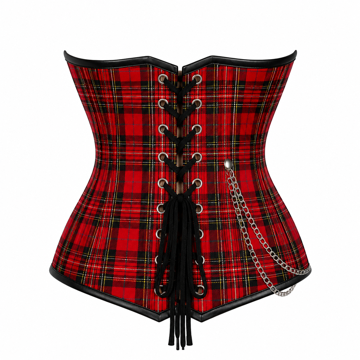 Red Plaid Punk Corset, Holiday Tartan Rebel Corset