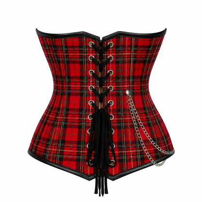 Red Plaid Punk Corset, Holiday Tartan Rebel Corset