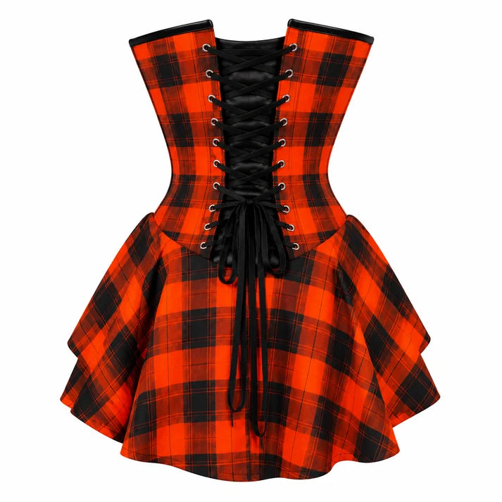 Pumpkin Plaid Corset Dress – Halloween Edition