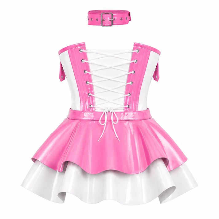 Bubblegum Rebel Pink & White Corset Dress