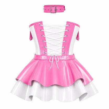 Bubblegum Rebel Pink & White Corset Dress