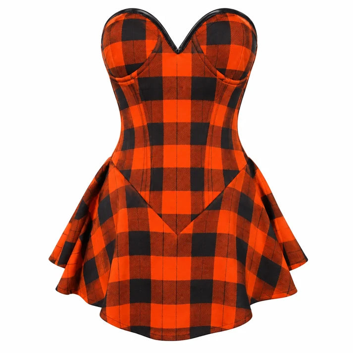 Pumpkin Plaid Corset Dress – Halloween Edition