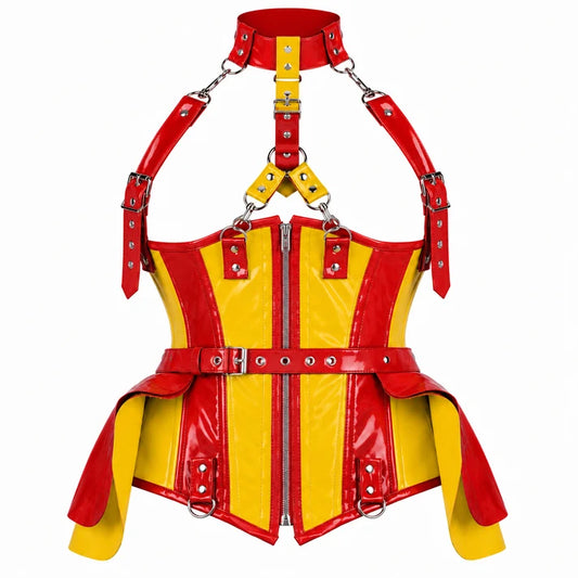 Carnival Rebel Red & Yellow Underbust Corset Harness