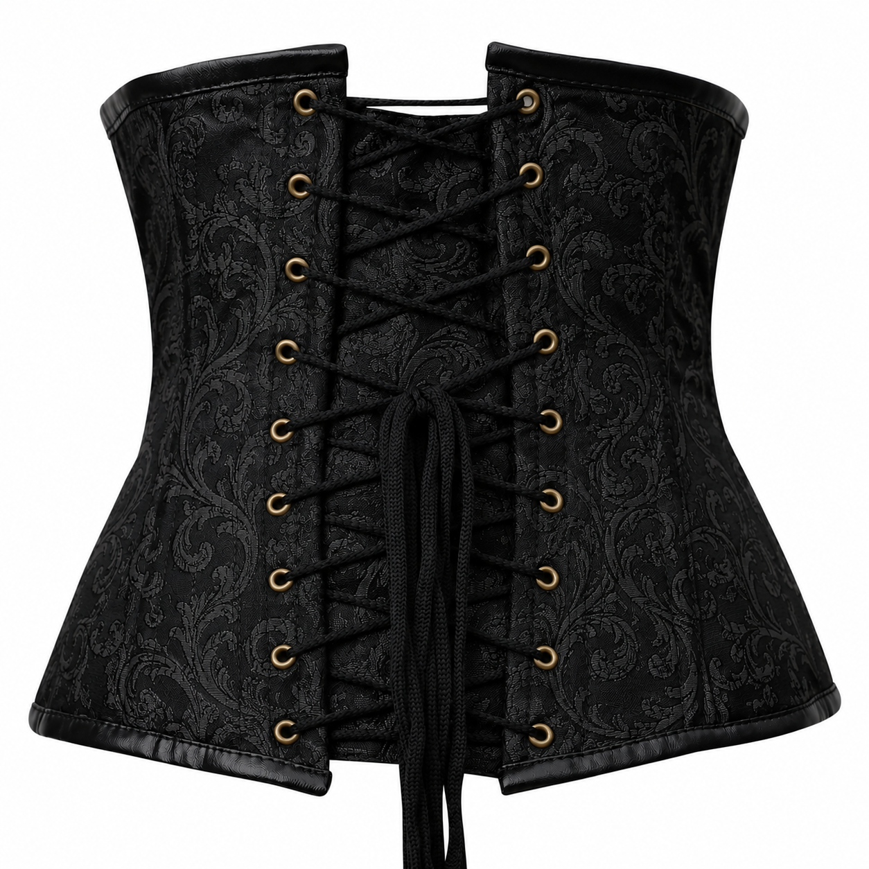 Steel Boned Gothic Brocade Under bust Corset with Chains