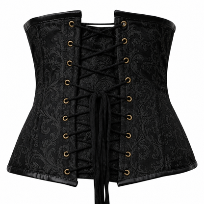Steel Boned Gothic Brocade Under bust Corset with Chains