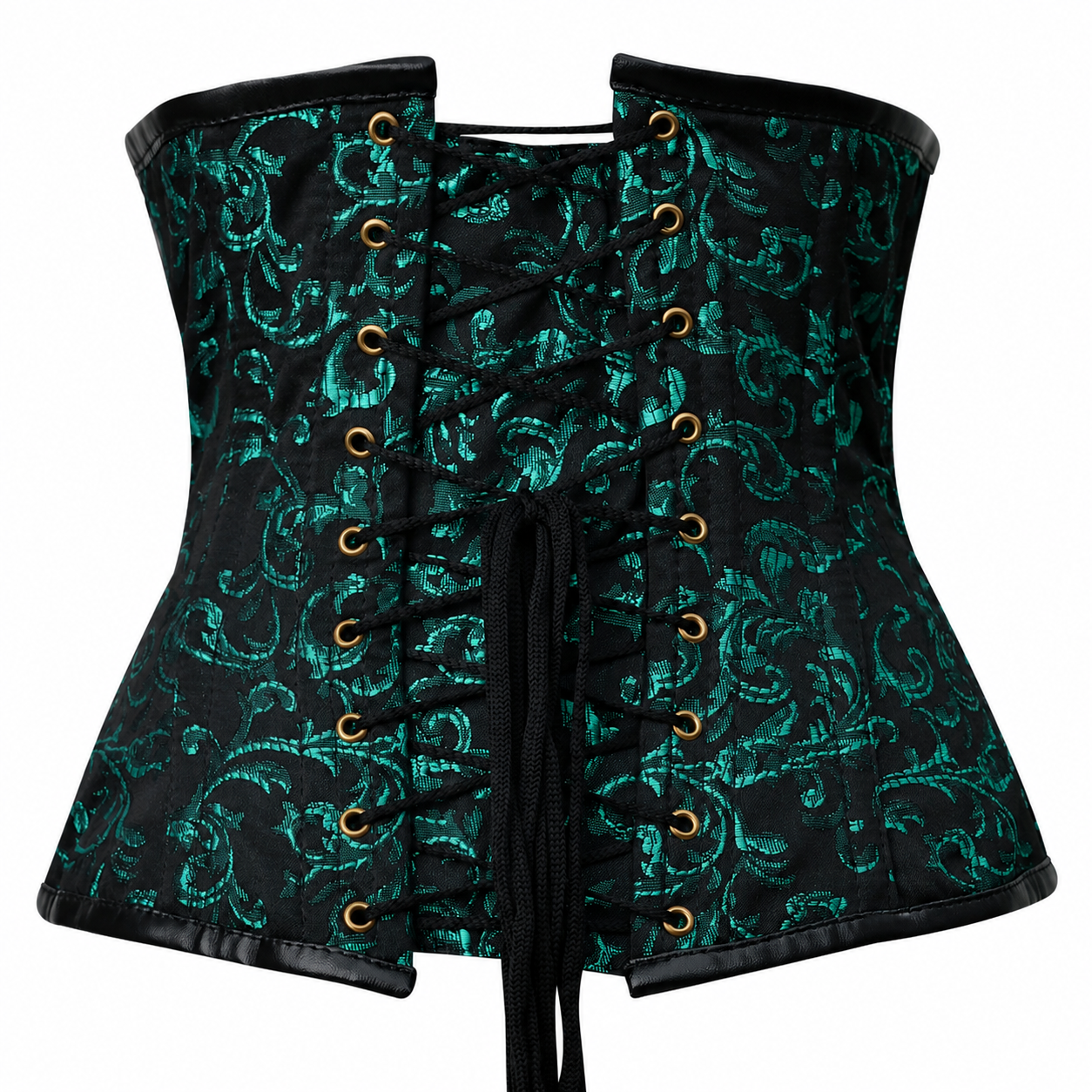 Steel Boned Gothic Brocade Under bust Corset with Chains
