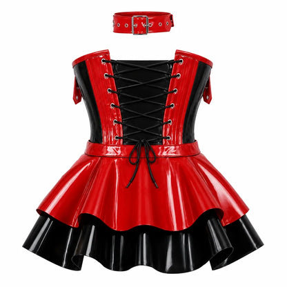 Crimson Rebel Red & Black Underbust Corset Dress