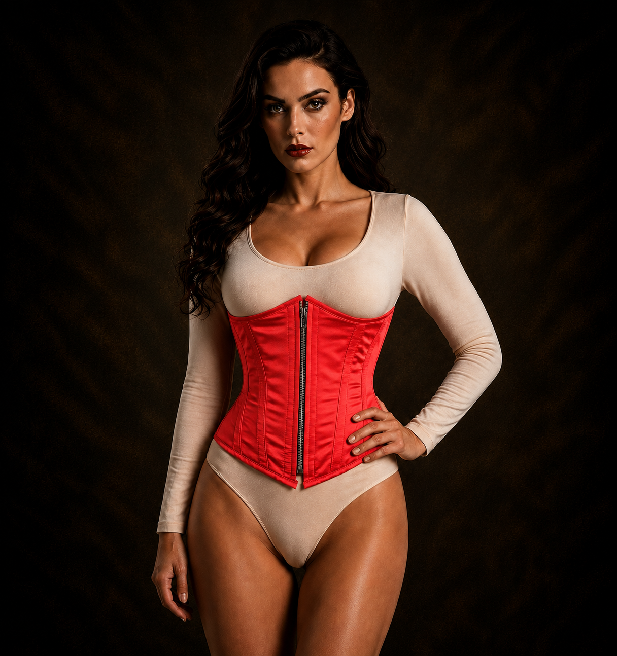 Scarlet Temptress Underbust Corset (Satin Red)