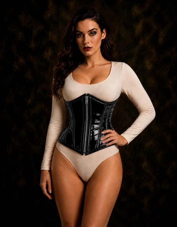 Handmade Black Gloss Vinyl Corset