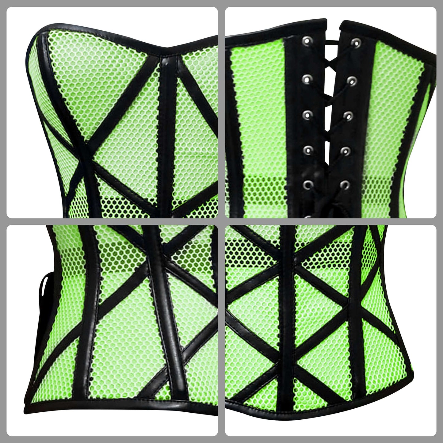 Stylish Overbust Faux/Fishnet Steel boned Corset