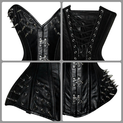 Steampunk Steel Boned Leather Overbust Corset